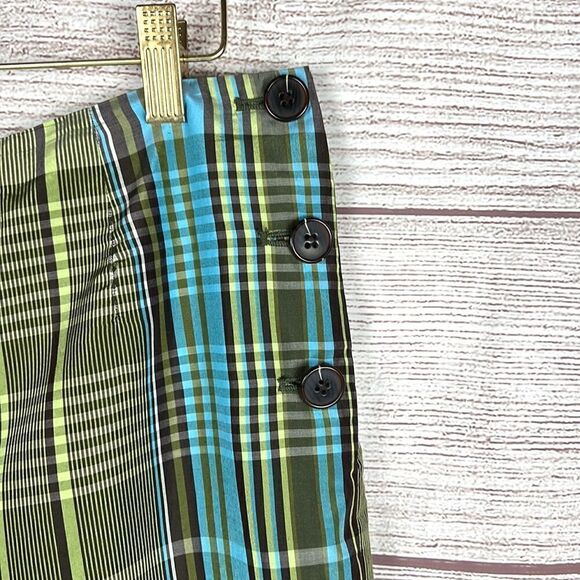 Talbots Petites Cropped Silk Blend Plaid Pant, Green/Blue, Size 12 P - Picture 3 of 14